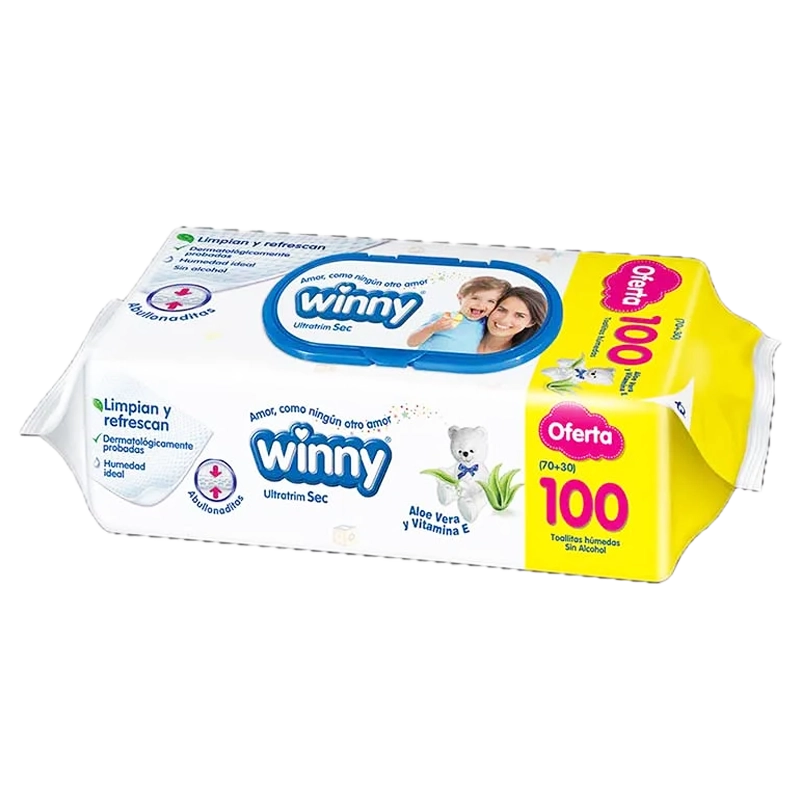 PAÑITOS HUMEDOS WINNY ALOE X70+30 UND